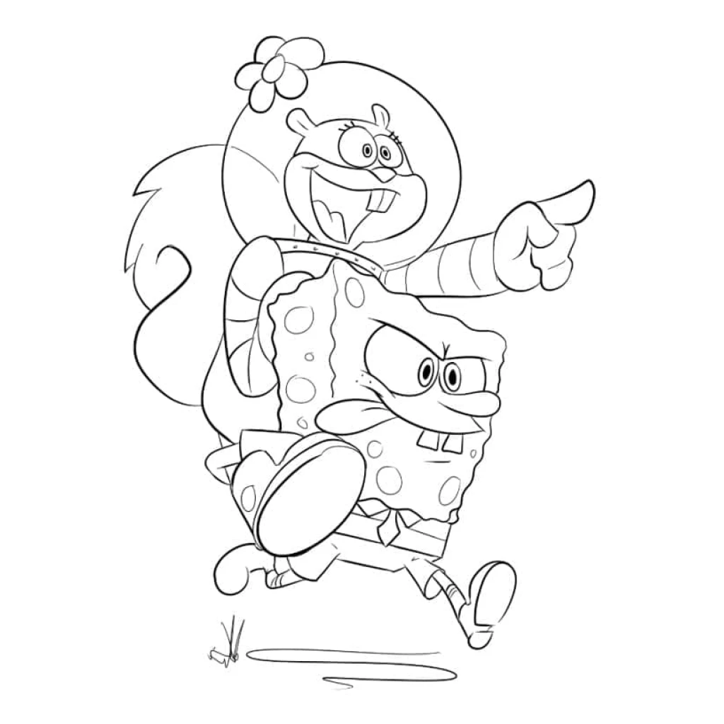Desenho de Bob Esponja E Sandy Bochechas para colorir e imprimir grátis