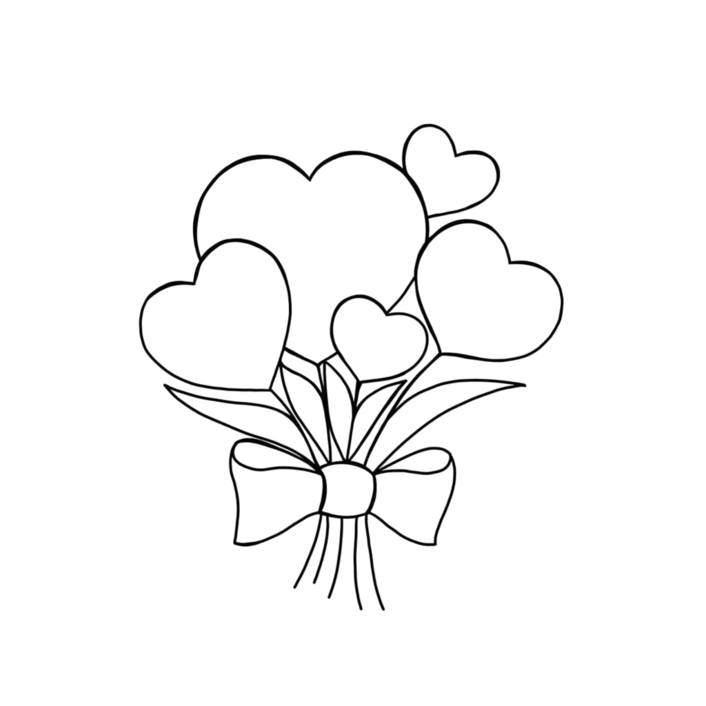 Desenho de Buquê De Corações para colorir e imprimir grátis