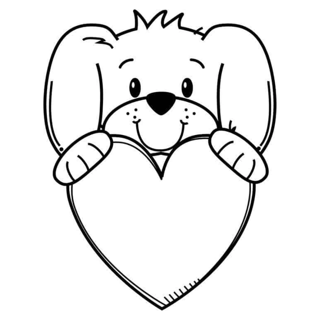 Desenho de Cachorro Com Coração para colorir e imprimir grátis