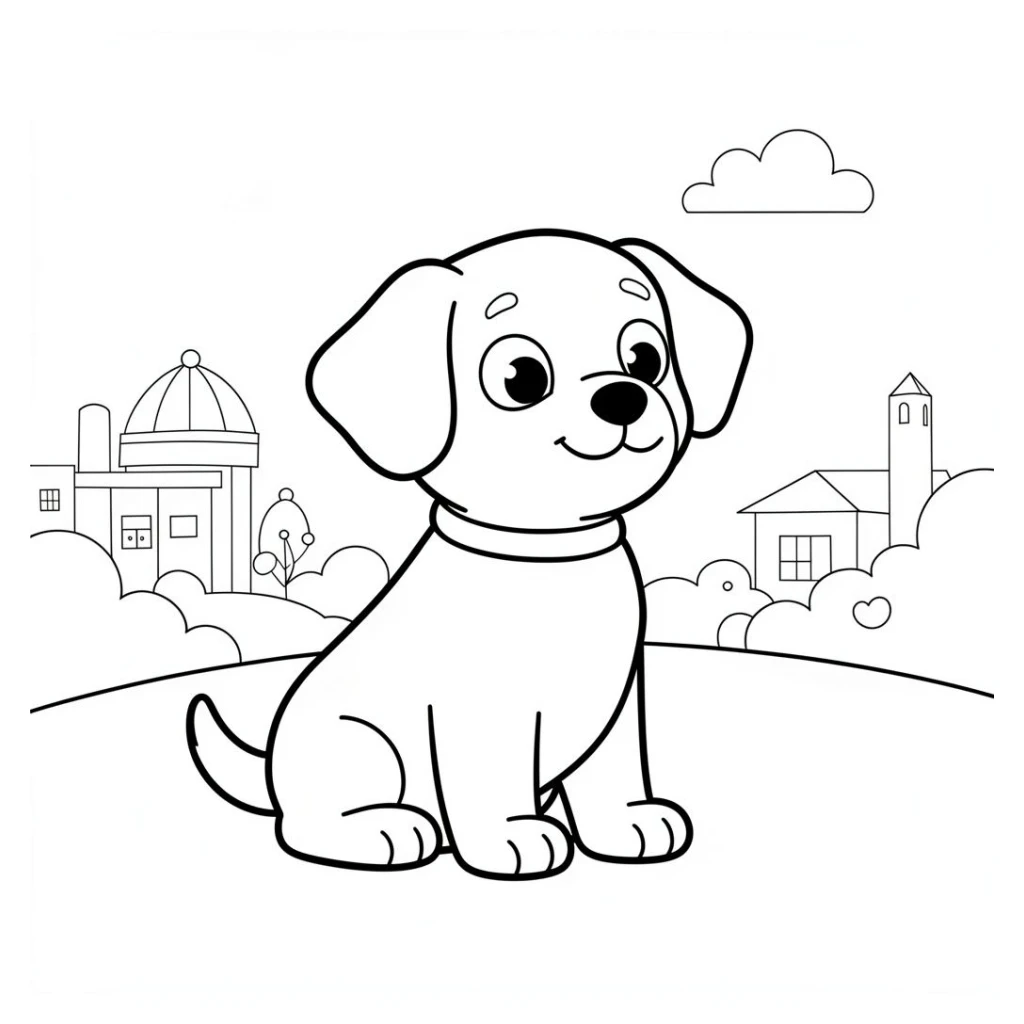 Desenho de Cachorro Super Simples para colorir e imprimir grátis