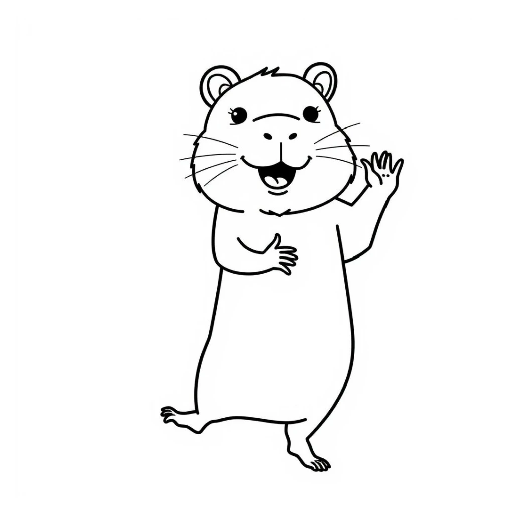 Dancing Capybara coloring page to print for free