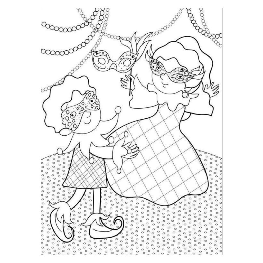 Kids With Fantasy Masks coloring page to print for free
