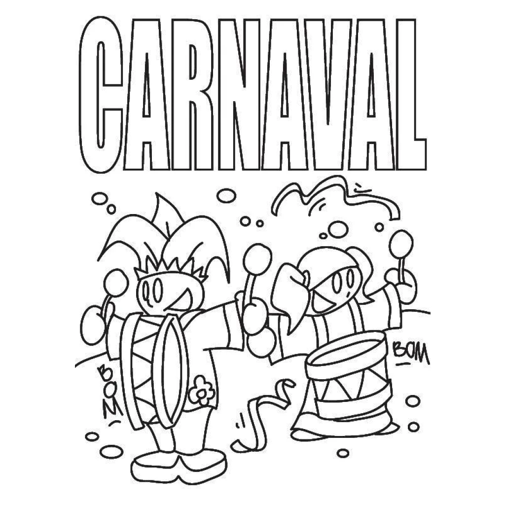 Desenho de Carnaval para colorir e imprimir grátis
