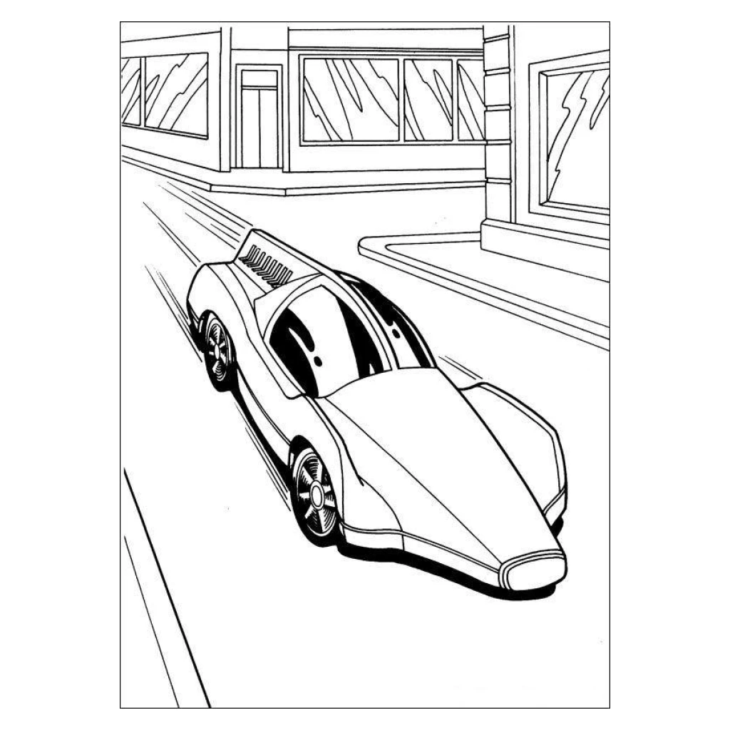 Desenho de Carro Em Movimento Hot Wheels para colorir e imprimir grátis