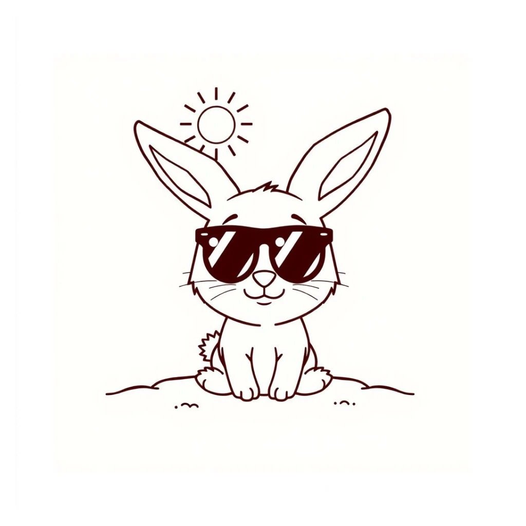 Desenho de Coelho Estiloso Com Óculos De Sol para colorir e imprimir grátis