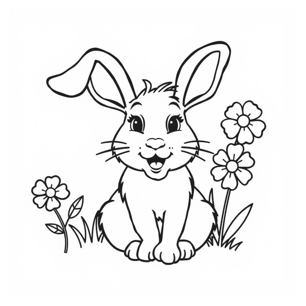 Desenho de Coelho Feliz para colorir e imprimir grátis