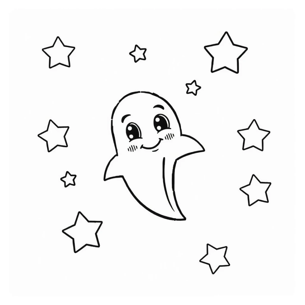 Desenho de Fantasma E Estrelas para colorir e imprimir grátis