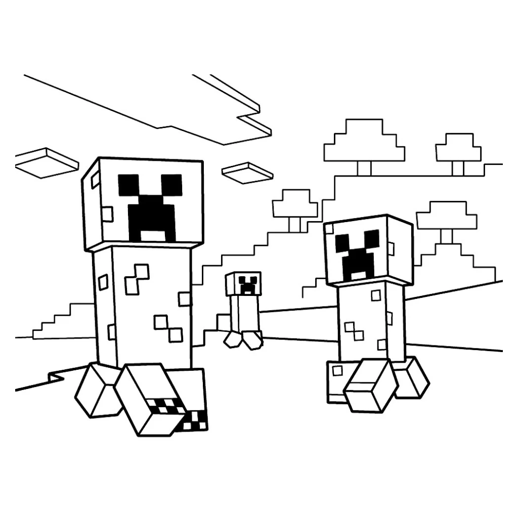 Desenho de Creeper Do Minecraft para colorir e imprimir grátis