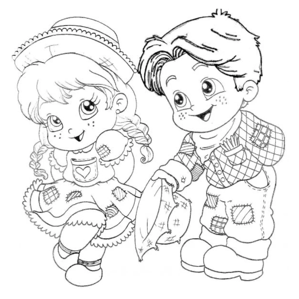 Children Dancing at the Junina Party coloring page to print for free