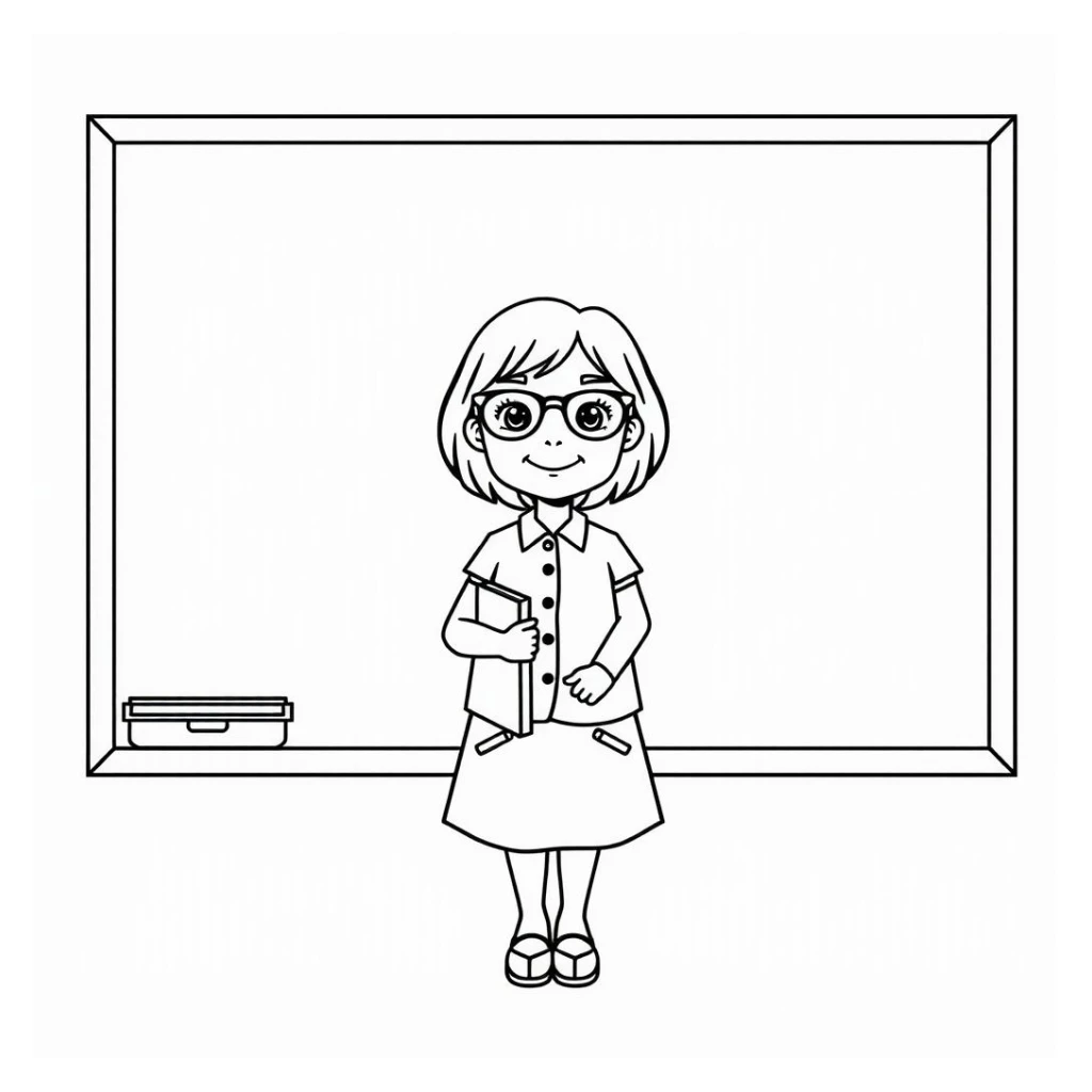 Desenho de Uma Professora Feliz para colorir e imprimir grátis