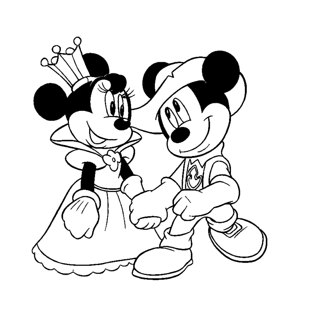 Desenho de Mickey E Minnie para colorir e imprimir grátis