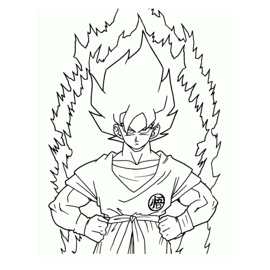Desenho de Goku Em Ação para colorir e imprimir grátis