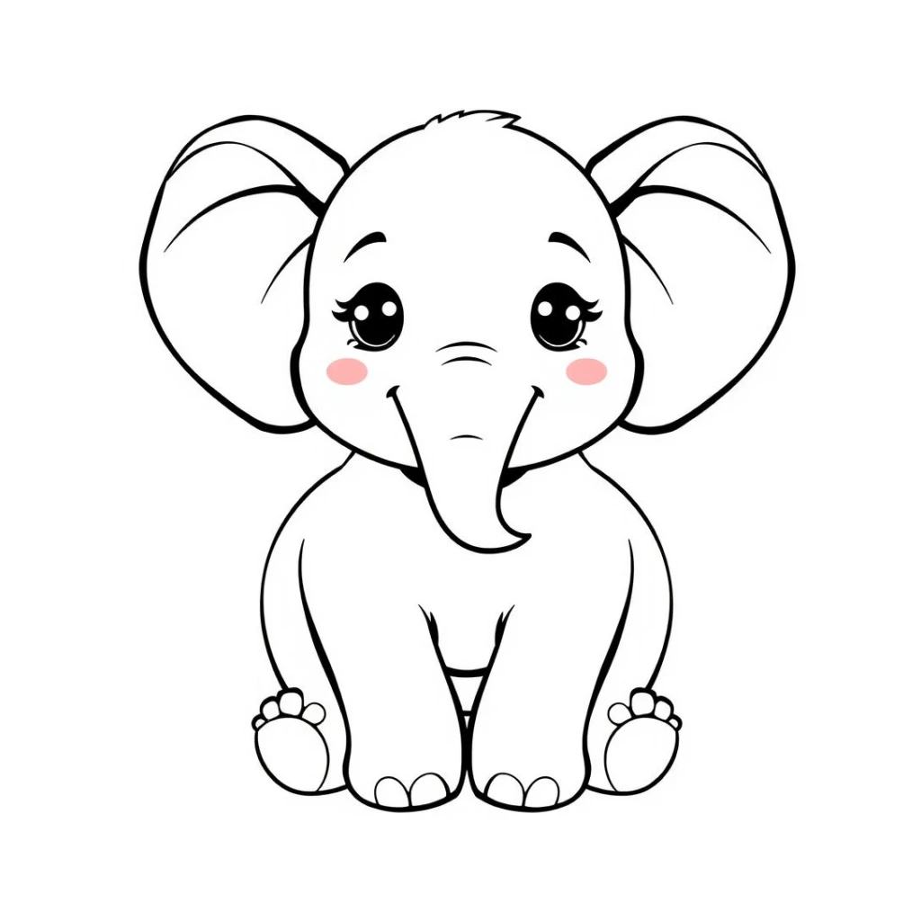 Desenho de Elefante Fofo para colorir e imprimir grátis