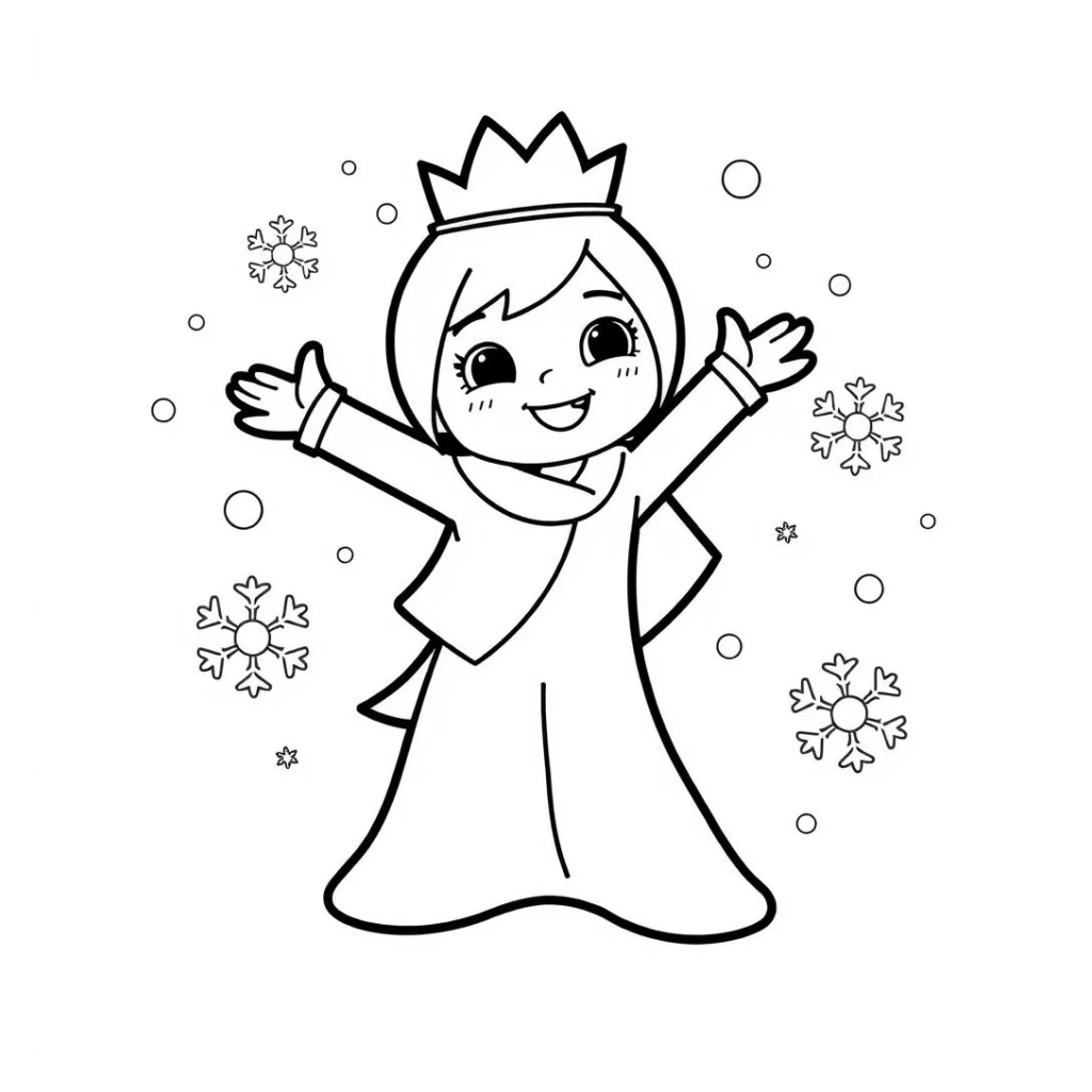 Desenho de Elsa Brincando No Gelo para colorir e imprimir grátis
