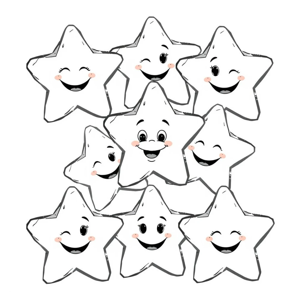 Desenho de Estrelas Sorridentes para colorir e imprimir grátis
