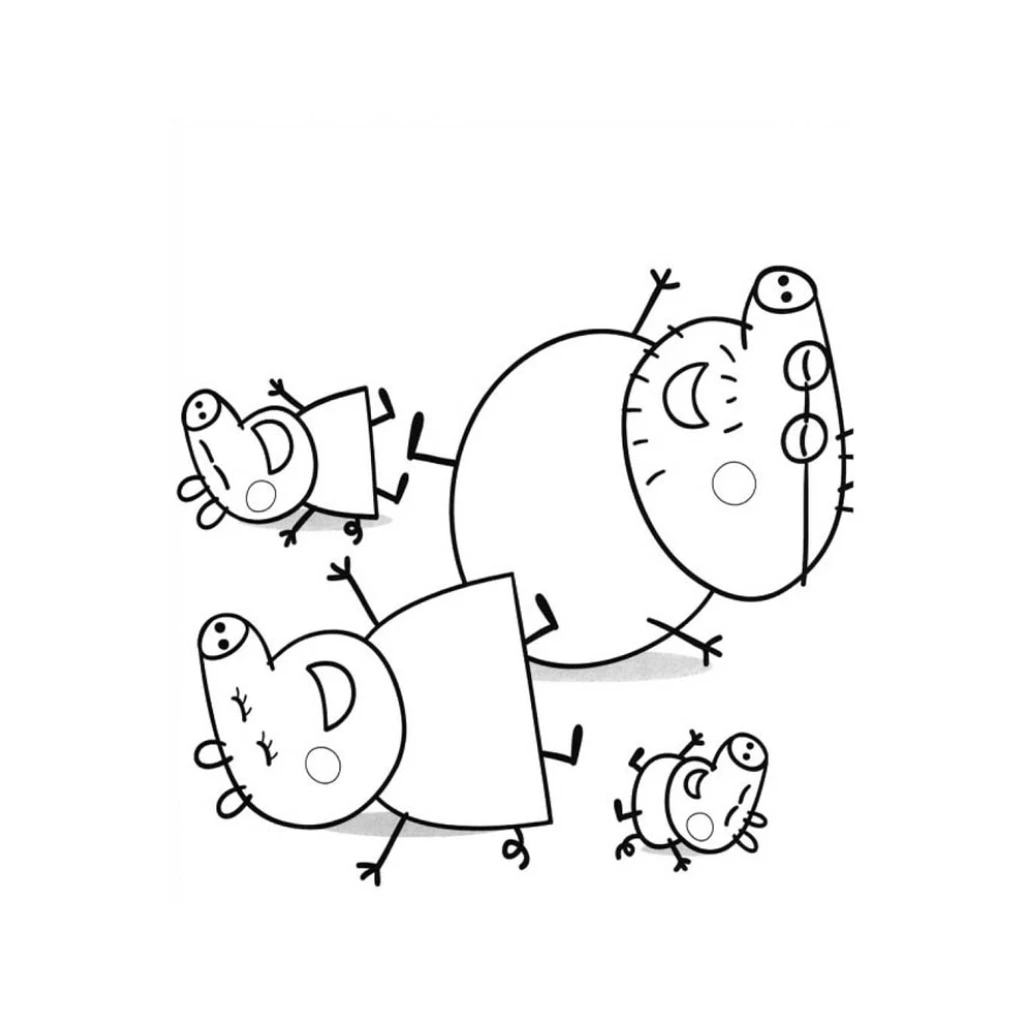 Desenho de Família Pig caindo na gargalhada para colorir e imprimir grátis