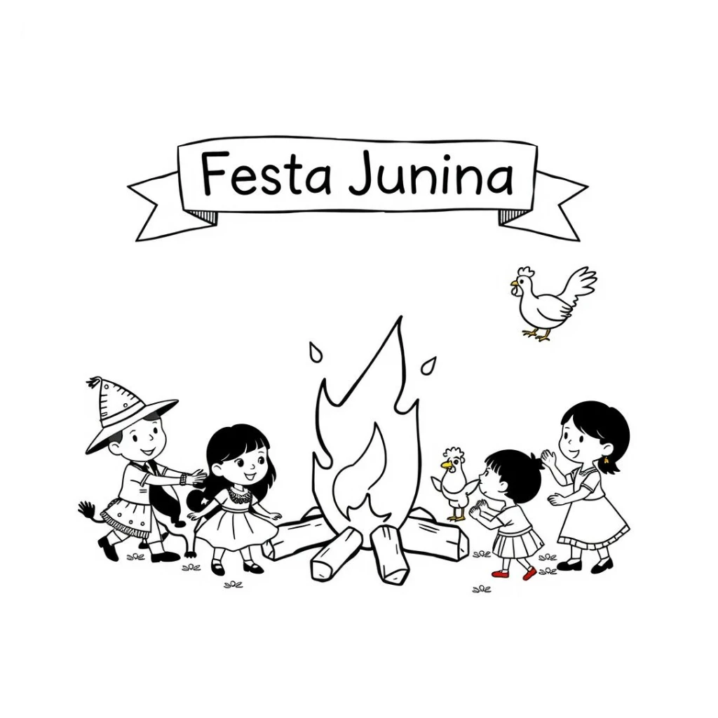 Junina Festival coloring page to print for free