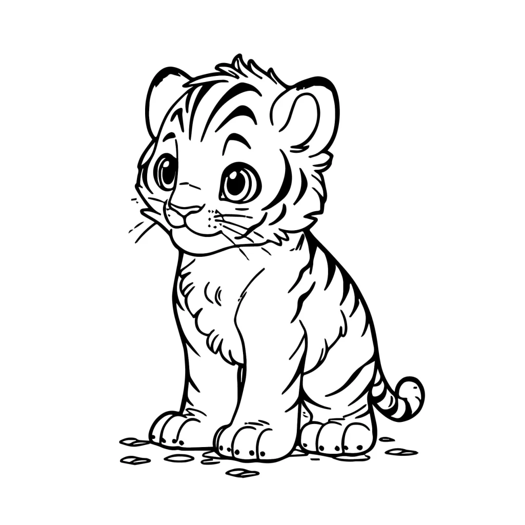Desenho de Filhote De Tigre Amigável para colorir e imprimir grátis