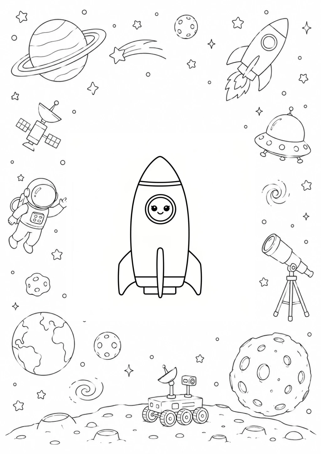 Desenho de : Foguete E Espaço para colorir e imprimir grátis