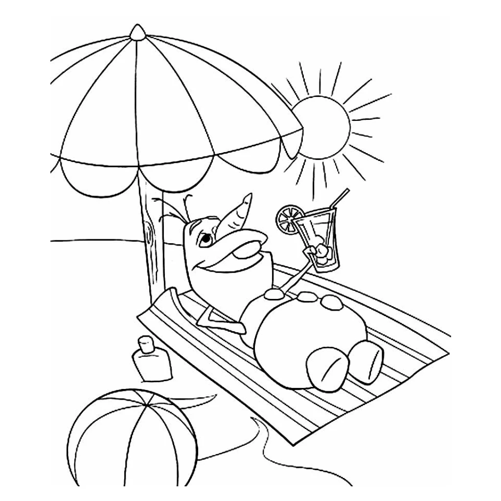 Desenho de Olaf Na Praia para colorir e imprimir grátis