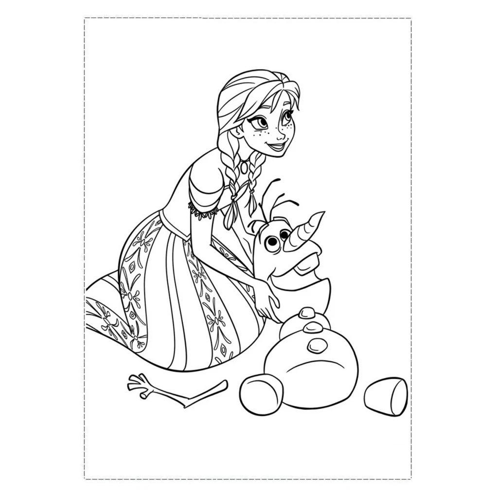 Desenho de Elsa E Olaf para colorir e imprimir grátis