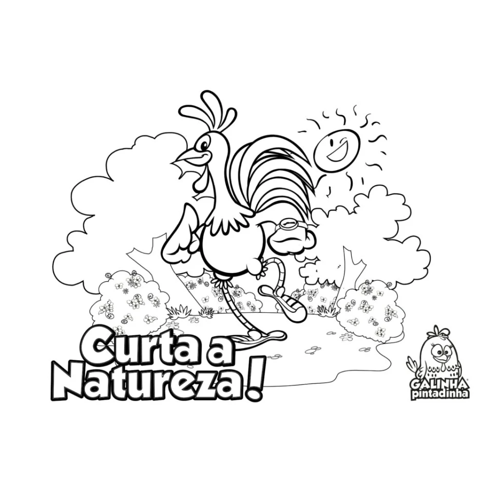Desenho de Galo Colorido Na Natureza para colorir e imprimir grátis