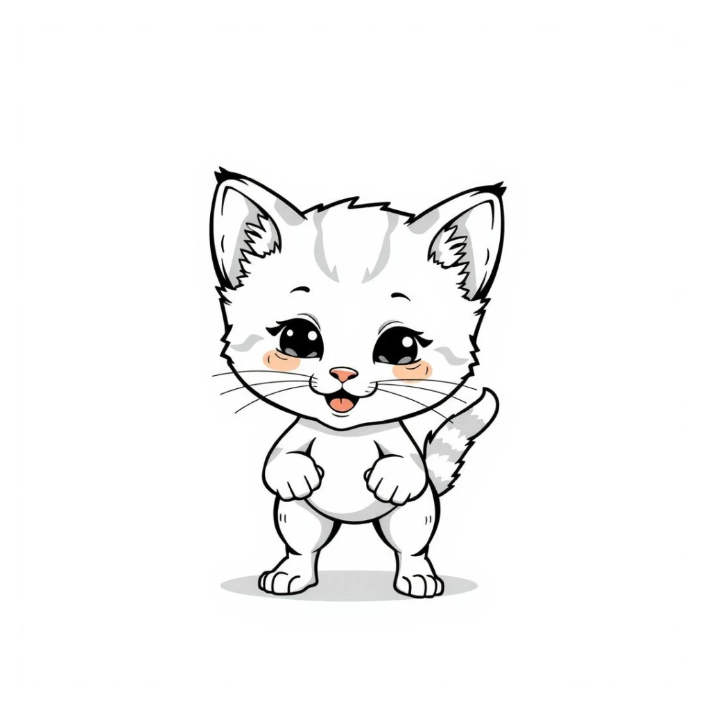 Desenho de Gato Fofo para colorir e imprimir grátis