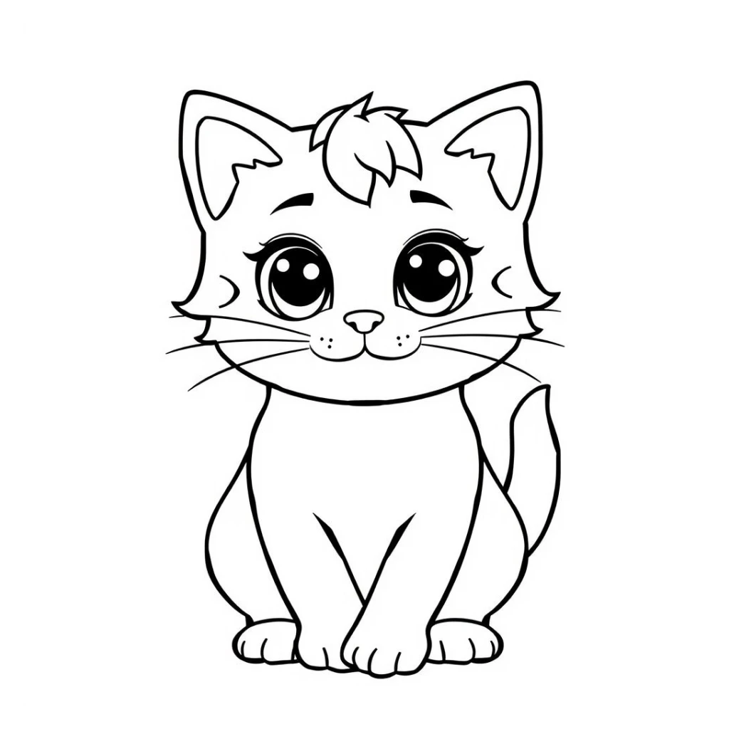 Desenho de Gato Fofo para colorir e imprimir grátis