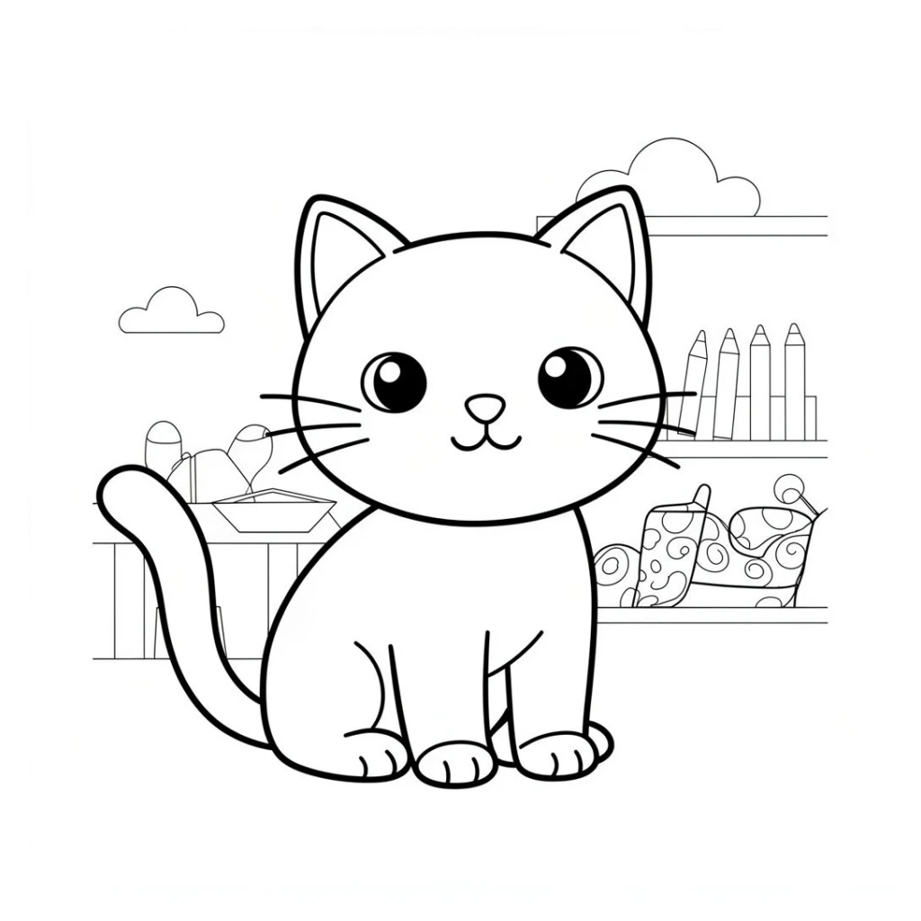 Desenho de Gato Super Simples para colorir e imprimir grátis