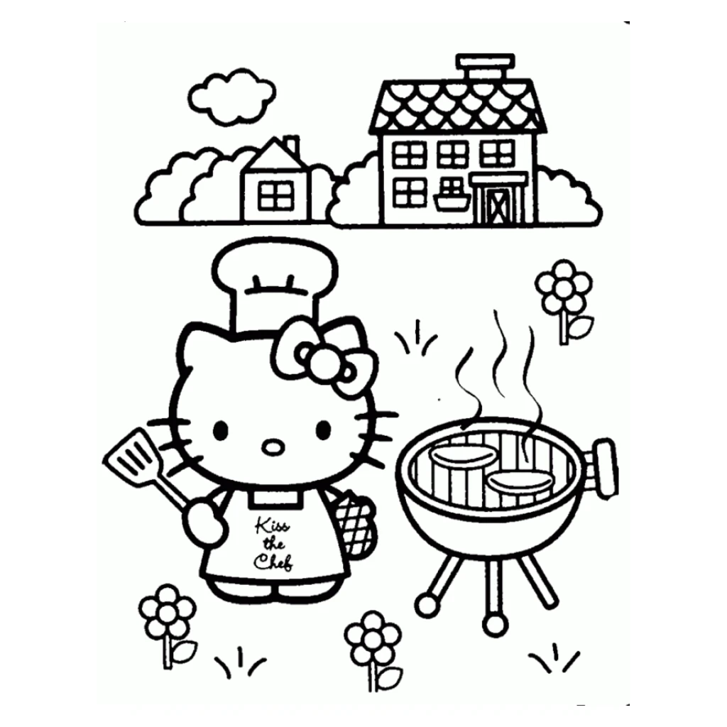 Desenho de Hello Kitty Chef de cozinha para colorir e imprimir grátis