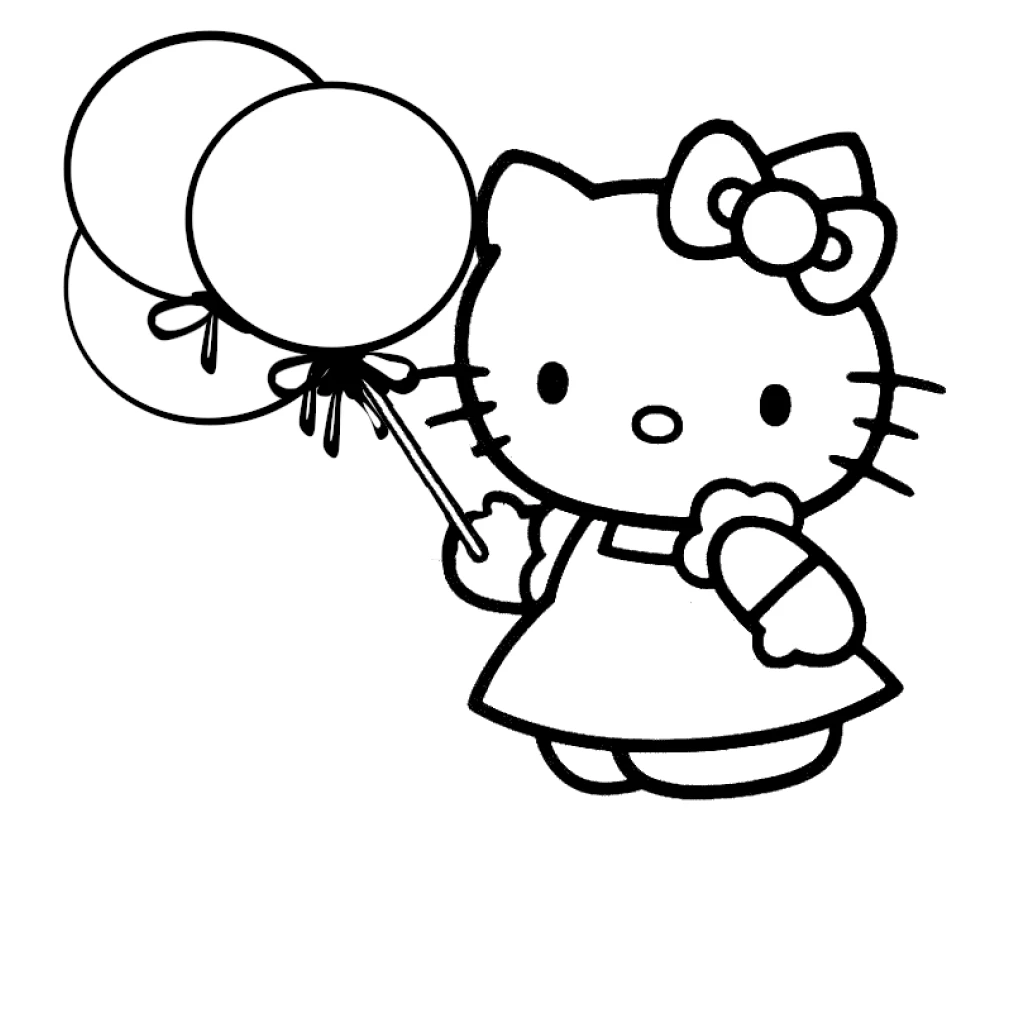 Desenho de Hello Kitty Com Balões para colorir e imprimir grátis