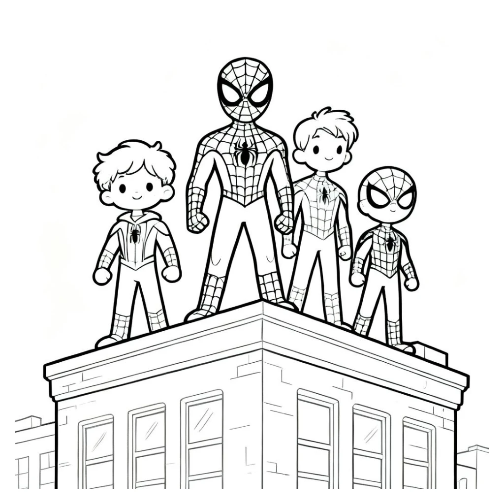 Desenho de Homem-Aranha E Seus Amigos para colorir e imprimir grátis