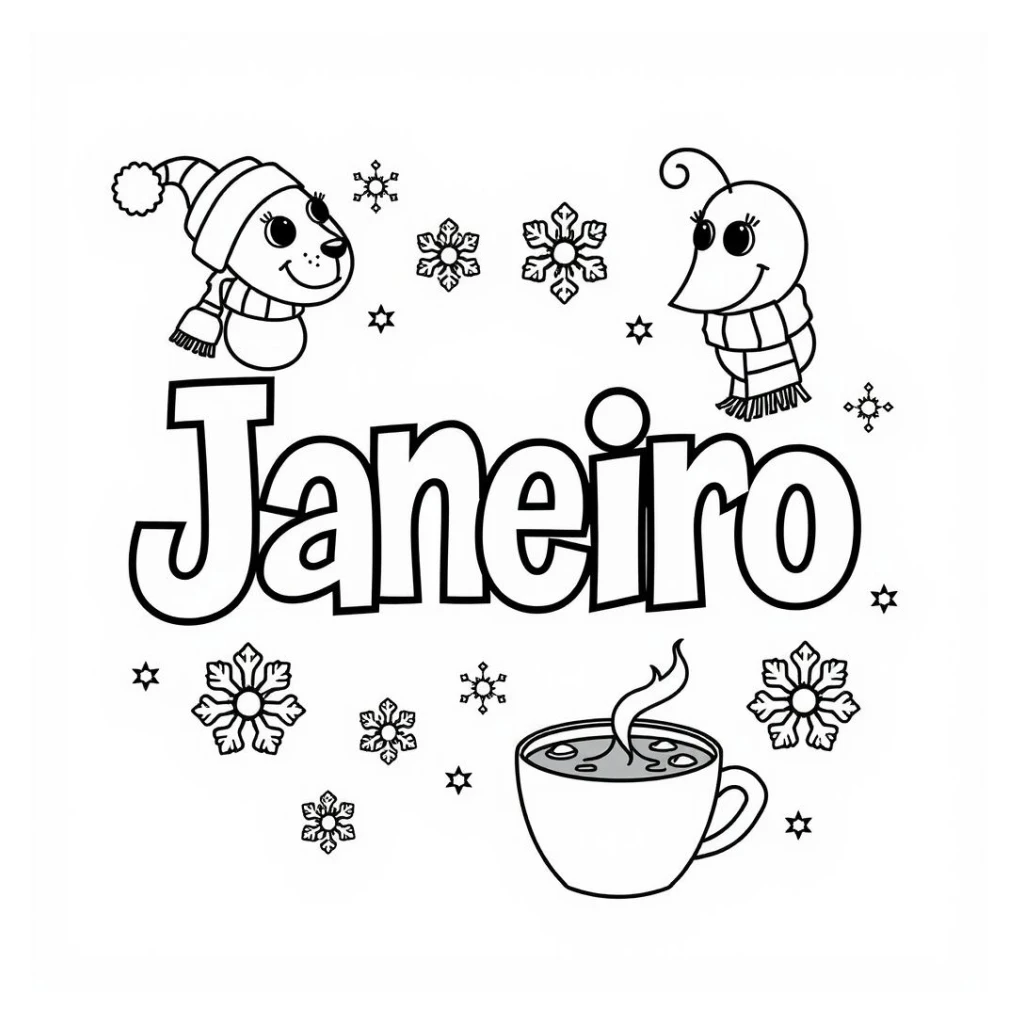 Desenho de Janeiro E Inverno para colorir e imprimir grátis