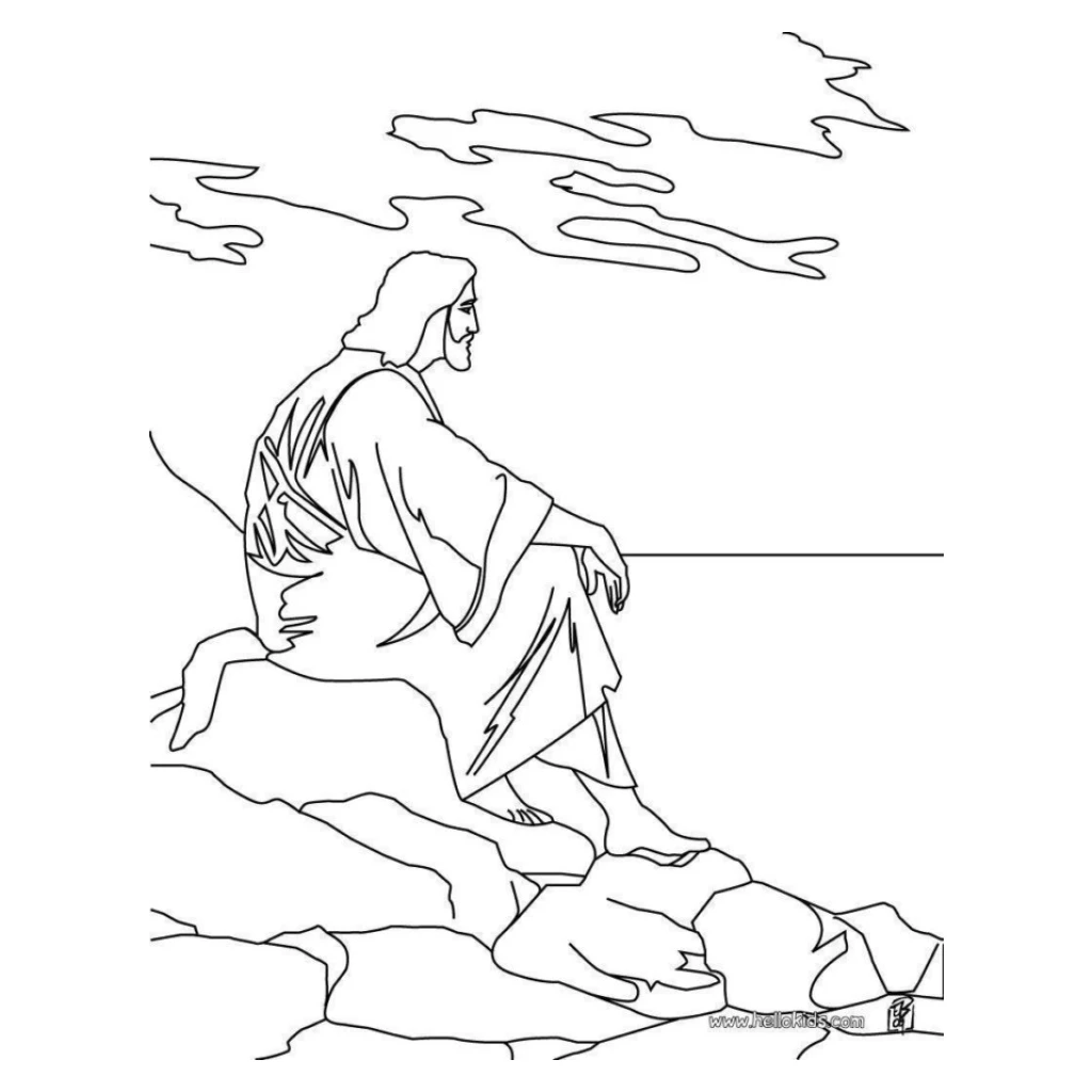 Desenho de Jesus Meditando para colorir e imprimir grátis