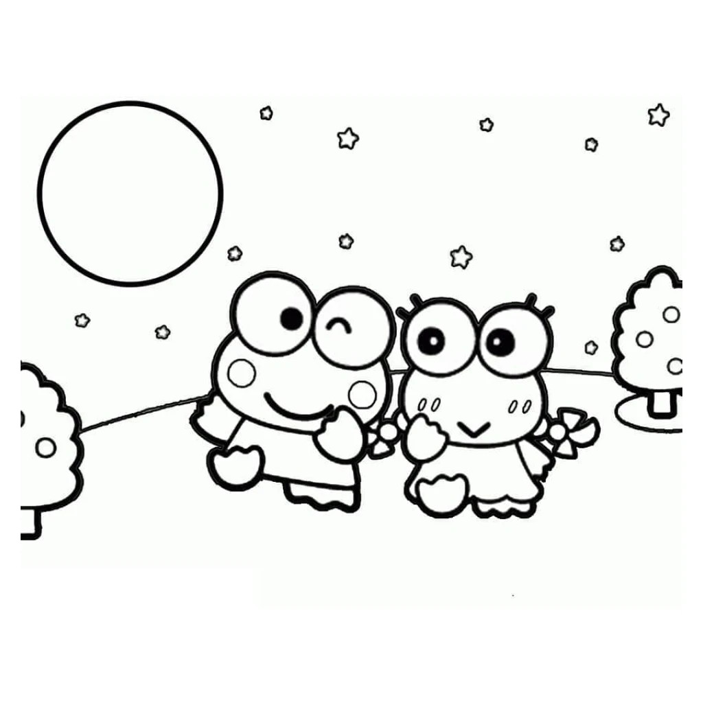 Desenho de Keroppi E Sua Amiga para colorir e imprimir grátis