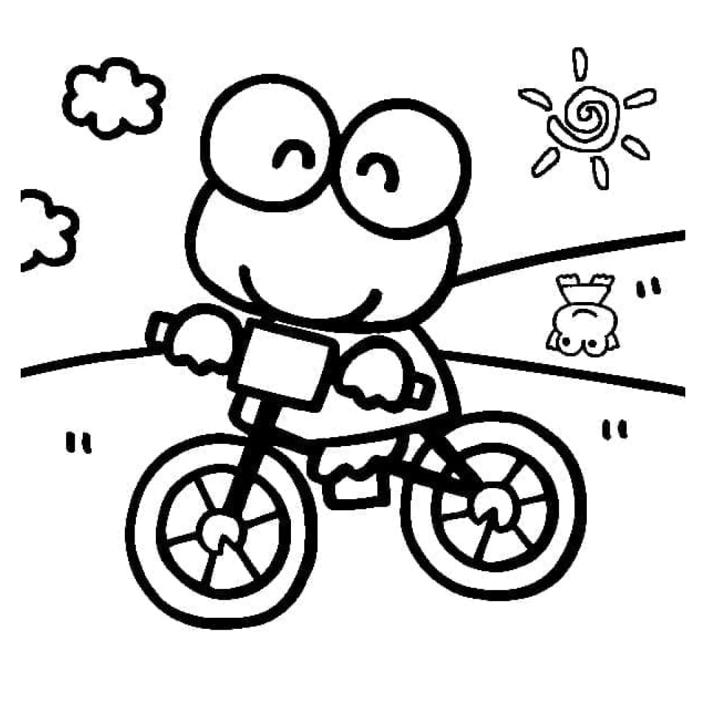 Desenho de Keroppi De Bicicleta para colorir e imprimir grátis