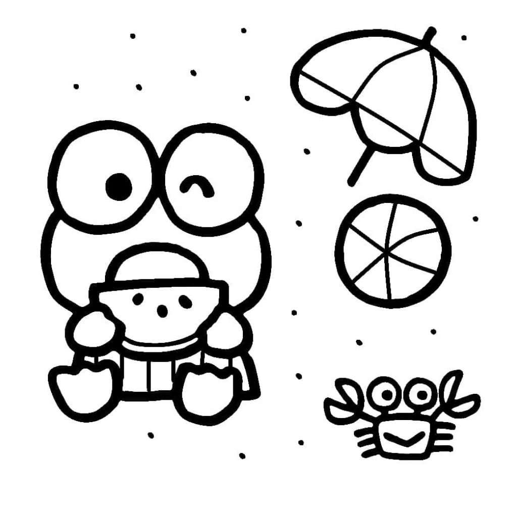Desenho de Keroppi Fofo para colorir e imprimir grátis