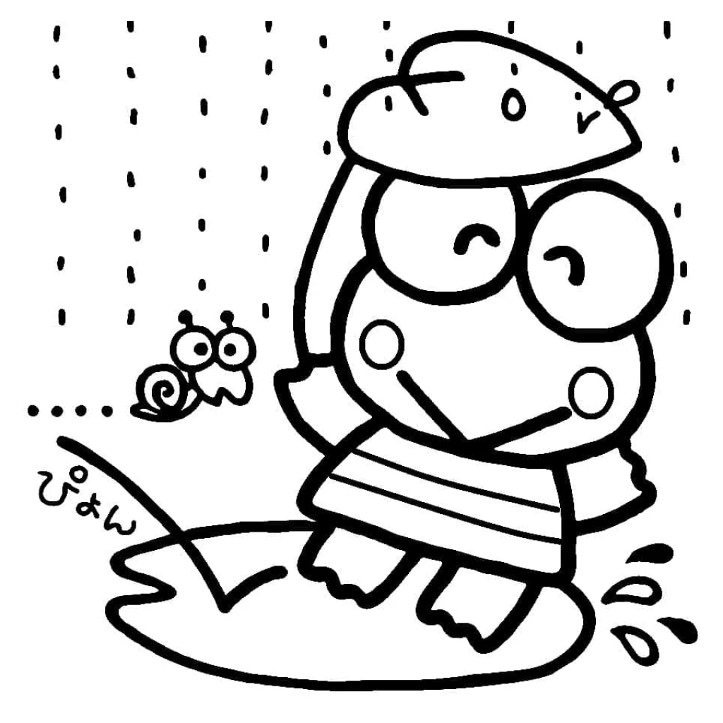 Desenho de Keroppi Na Chuva para colorir e imprimir grátis