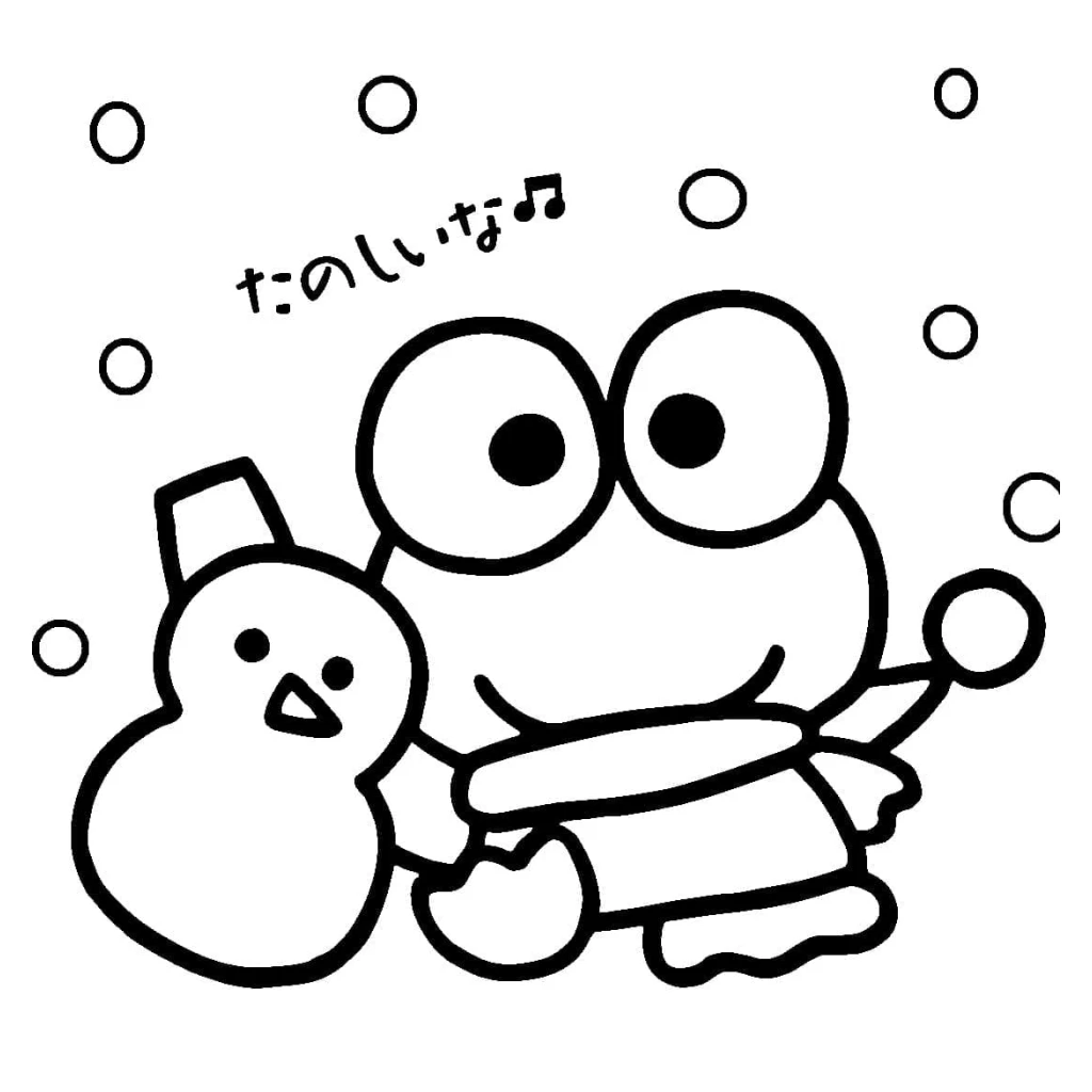 Desenho de Keroppi No Inverno para colorir e imprimir grátis