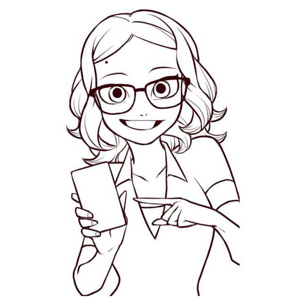 Desenho de Uma Professora Com Smartphone para colorir e imprimir grátis