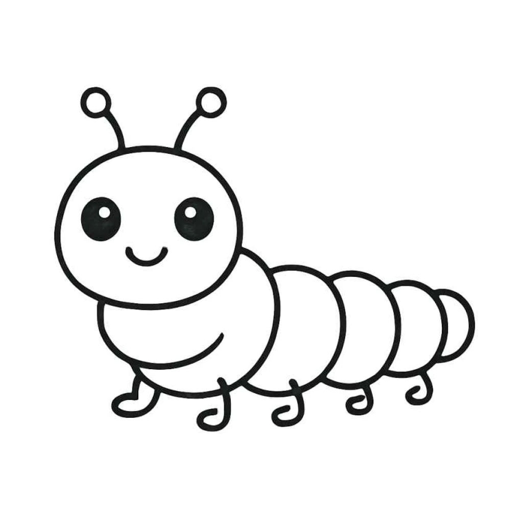 Desenho de Lagarta Feliz para colorir e imprimir grátis