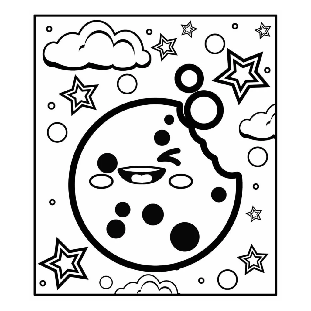 Desenho de Lua Sorridente para colorir e imprimir grátis