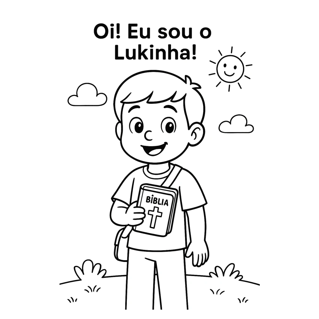 Desenho de Lukinha contando histórias bíblicas para colorir e imprimir grátis