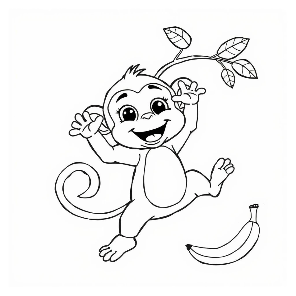 Desenho de Macaco Feliz para colorir e imprimir grátis