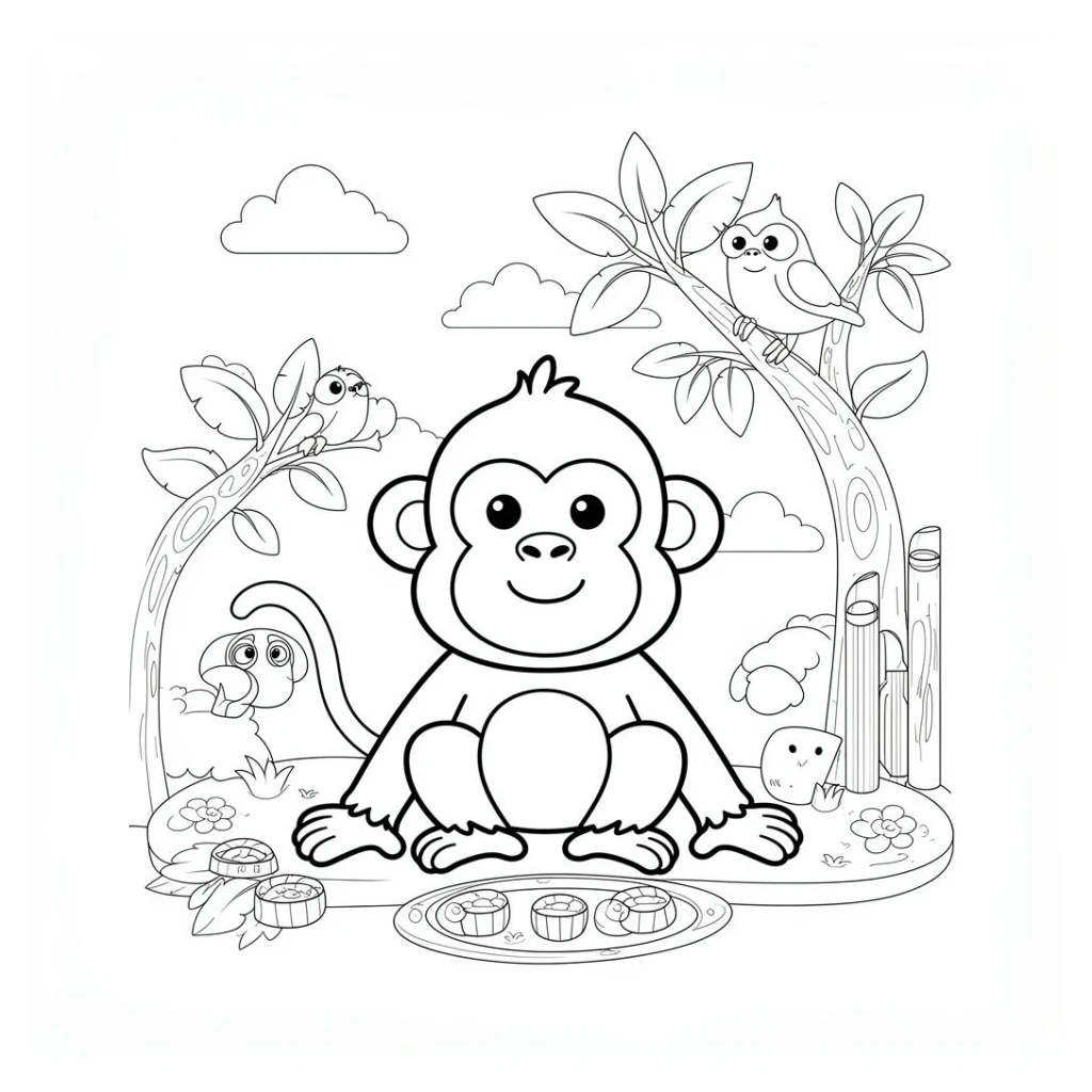 Desenho de Macaco Super Simples para colorir e imprimir grátis
