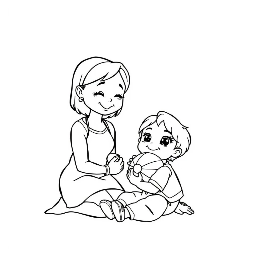 Desenho de Mãe E Filho para colorir e imprimir grátis