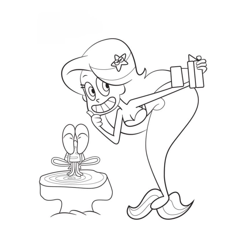 Desenho de Marina sorrindo com seu amigo para colorir e imprimir grátis