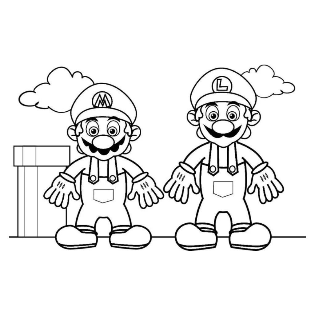 Desenho de Mario E Luigi para colorir e imprimir grátis