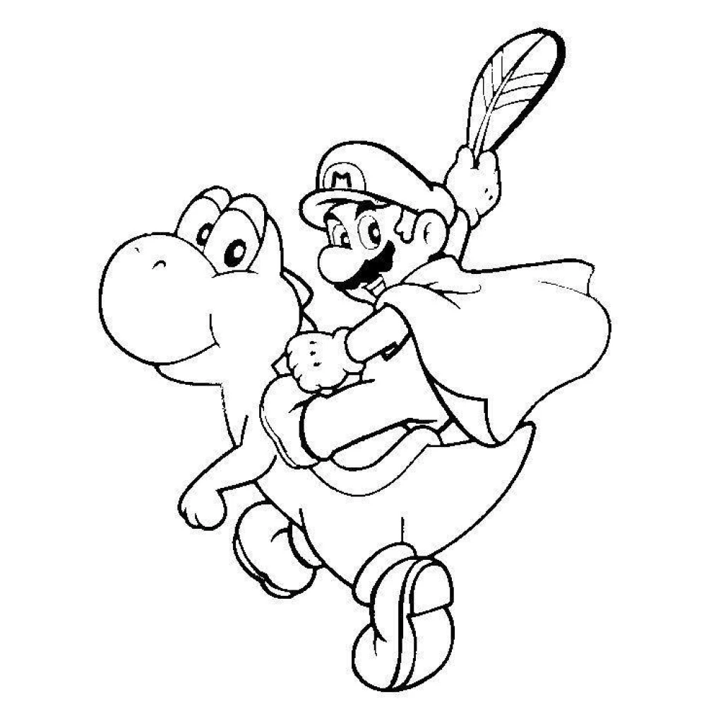 Desenho de Mario E Yoshi para colorir e imprimir grátis