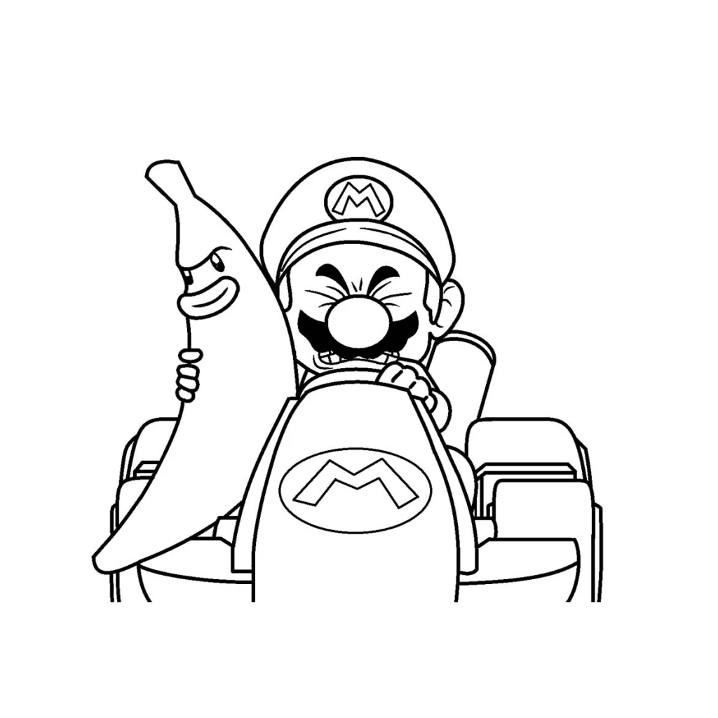Mario In A Race coloring page to print for free